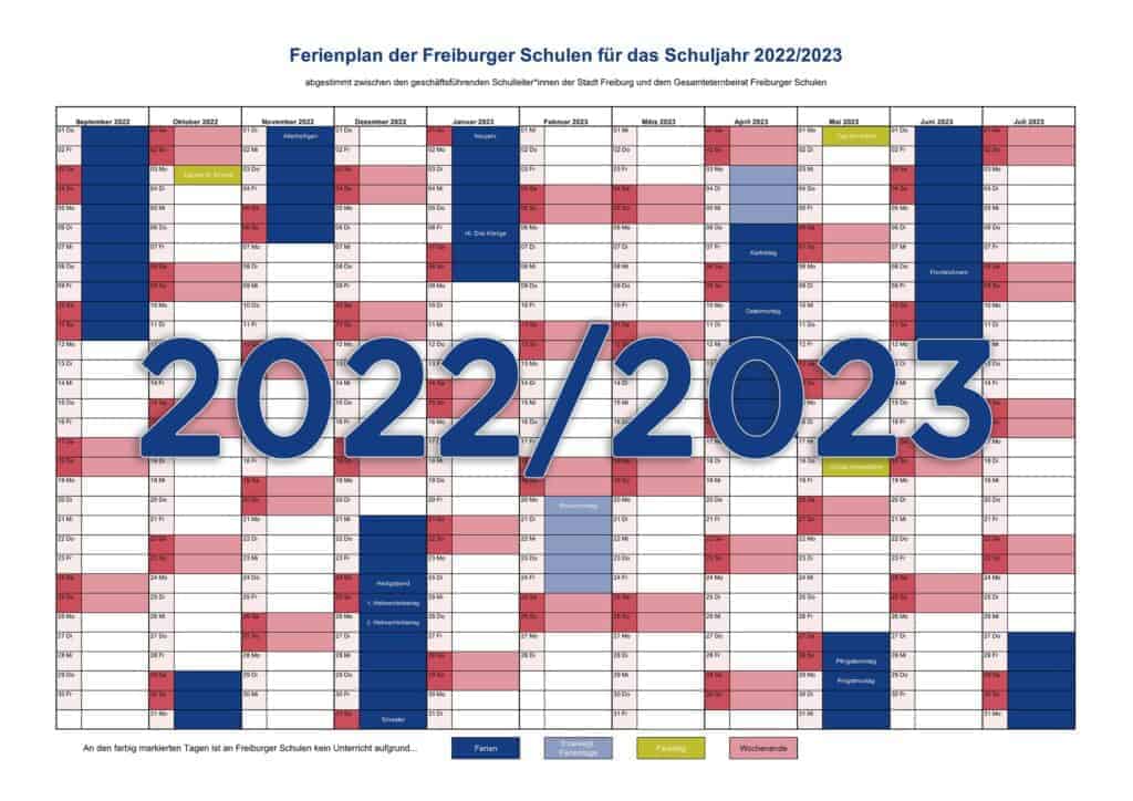 Alle Schulferien in Freiburg in unserem Ferienkalender für das Schuljahr 2022/2023
