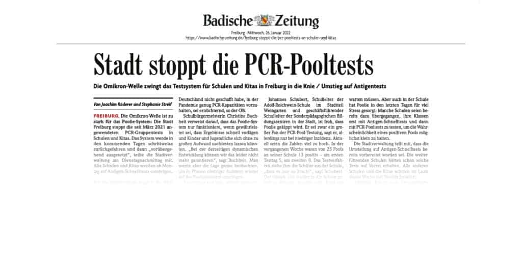 Stadt stoppt die PCR-Pooltests – die BZ berichtet über die Poolie-Aussetzung